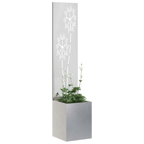 vidaXL Garden Privacy Screen Floral Sliver 32 x 150 cm Stainless steel