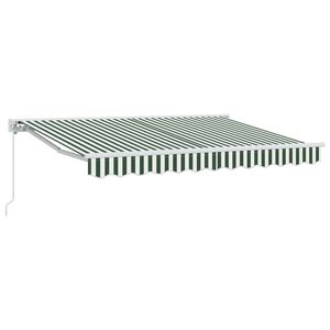 vidaXL Manual Retractable Awning Green and White 3 x 2.5 m
