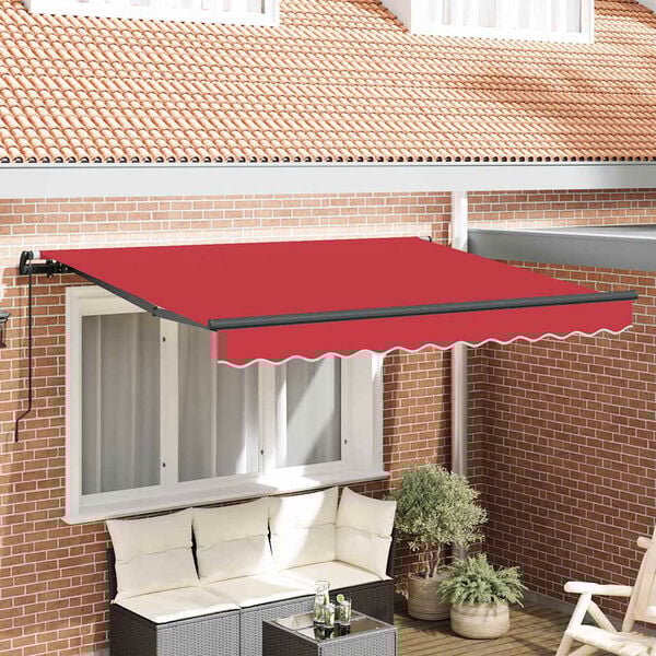 vidaXL Retractable Awning Manual Red 250 x 200 cm Fabric