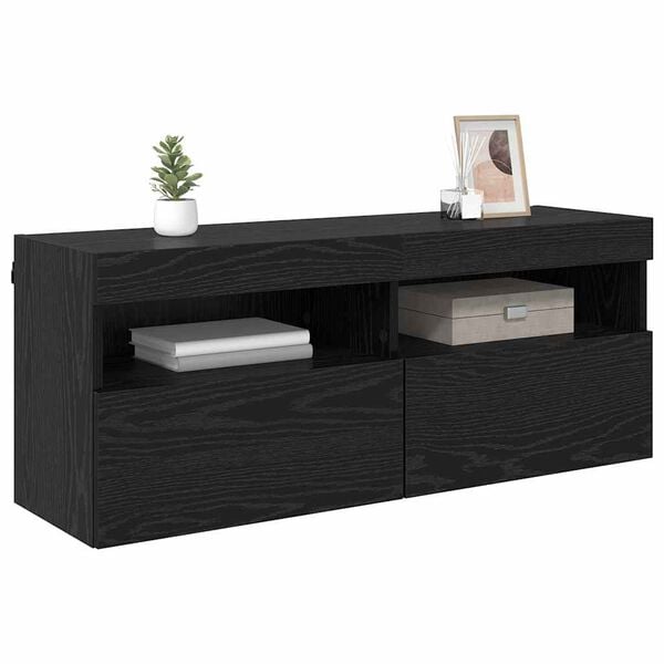 vidaXL TV Wall Cabinet Black Oak 100 x 30 x 40 cm Engineered Wood