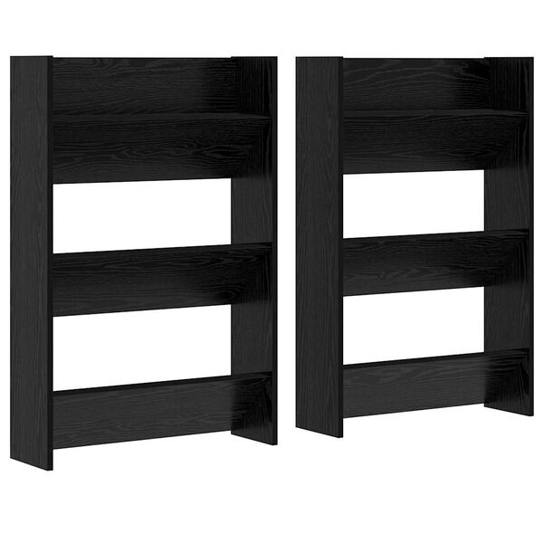 vidaXL Shoe Cabinet 2 pcs Black Oak 60 x 18 x 90 cm Engineered Wood