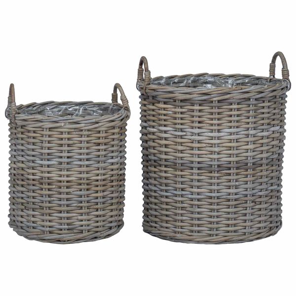 vidaXL Planter Basket with Storage 2 pcs Grey Lacak Rattan