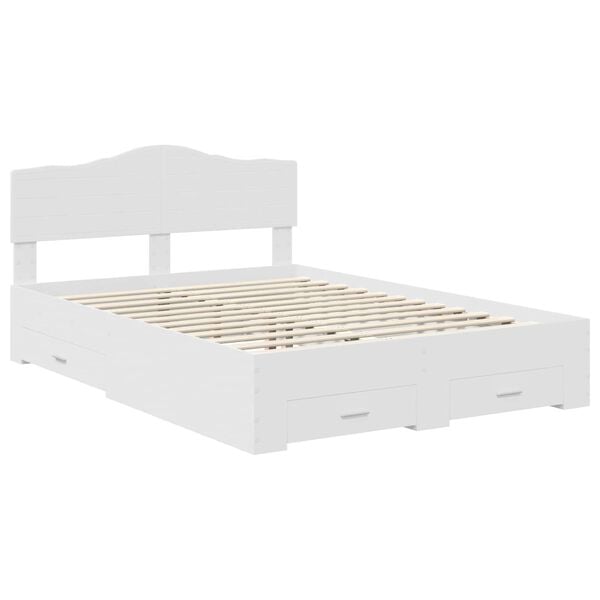 vidaXL Bed Frame with Headboard White 140 x 190 cm Engineered Wood