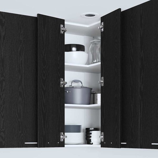 vidaXL Hanging Cabinet with Door Black Oak and White 57 x 57 x 100 cm
