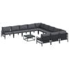 vidaXL Garden Sofa Set with Cushion 12 pcs Black Steel