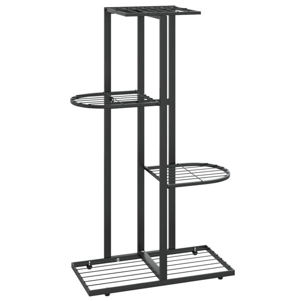 vidaXL 4-Floor Flower Stand 43x22x76 cm Black Metal