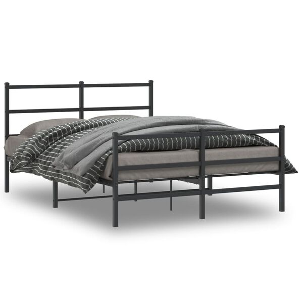 vidaXL Metal Bed Frame without Mattress with Footboard&nbsp;Black 135x190cm