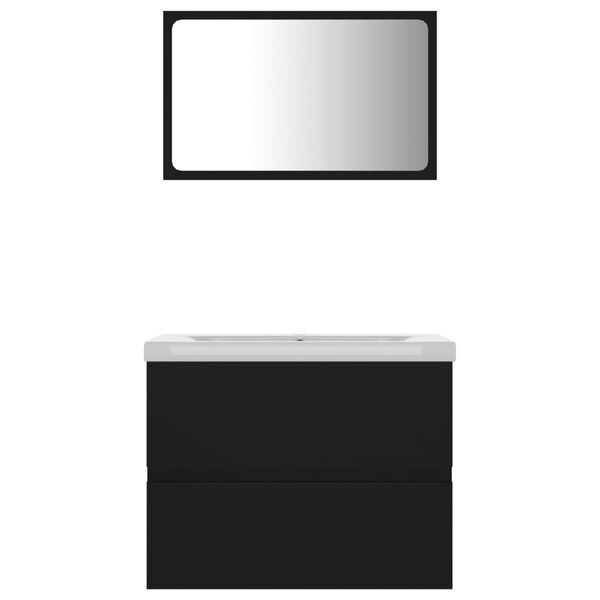 vidaXL Bathroom Furniture Set Black Engineered Wood