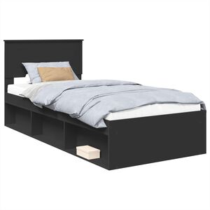 vidaXL Bed Frame with Headboard Black 90 x 190 cm Engineered wood