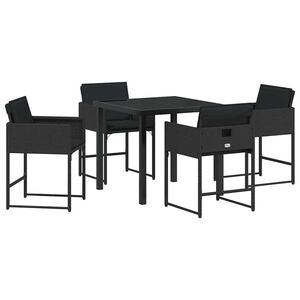 vidaXL Garden Dining Set 5 pcs Black Poly Rattan