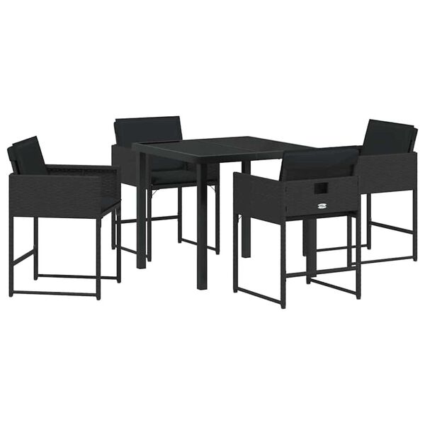 vidaXL Garden Dining Set 5 pcs Black Poly Rattan