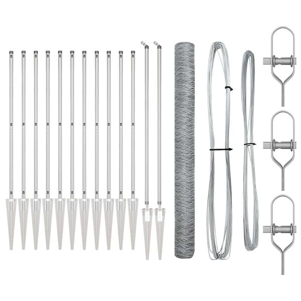 vidaXL Fence Post Silver 25 x 1.5 m (36 mm mesh) Steel