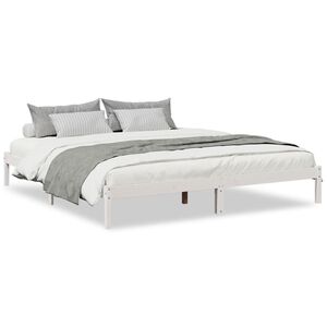 vidaXL Extra Long Bed Frame without Mattress White 180x210 cm Solid Wood Pine