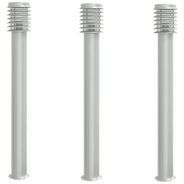 vidaXL Outdoor Floor Lamps 3pcs Silver 110cm Stainless Steel