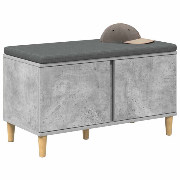 vidaXL Hall Bench with Cushion with Door Concrete Grey 80 x 38 x 46 cm