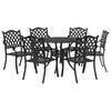 vidaXL Garden Dining Set 7 pcs Black 90 x 90 x 75 cm Cast Aluminium