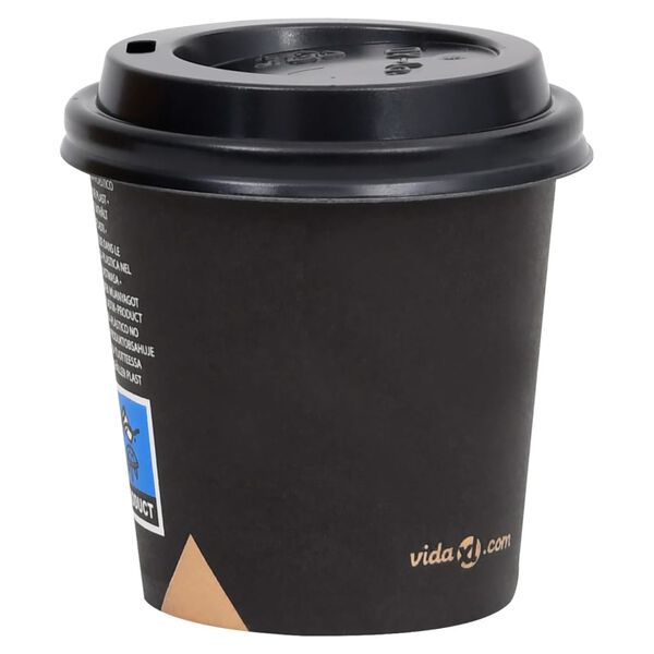 vidaXL Coffee Paper Cups with Lids 120 ml 250 pcs Black