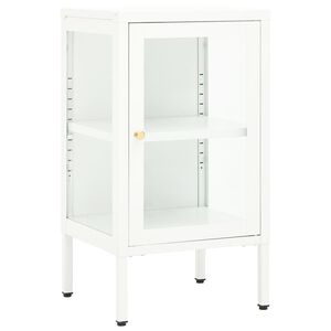 vidaXL Sideboard | White | White powder-coated steel, Tempered glass | Medium