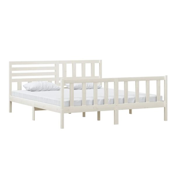 vidaXL Bed Frame without Mattress White Super King Solid Wood