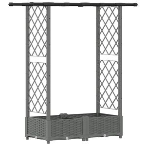 vidaXL Raised Bed with Trellis and Roof Light Grey 122.5 x 40 x 121 cm