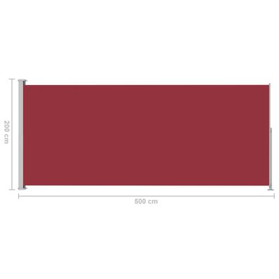 vidaXL Patio Retractable Side Awning 200x500 cm Red