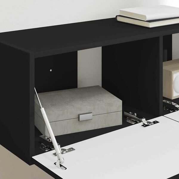 vidaXL TV Wall Cabinet 2 pcs Black 98 x 31 x 29.5 cm Engineered Wood