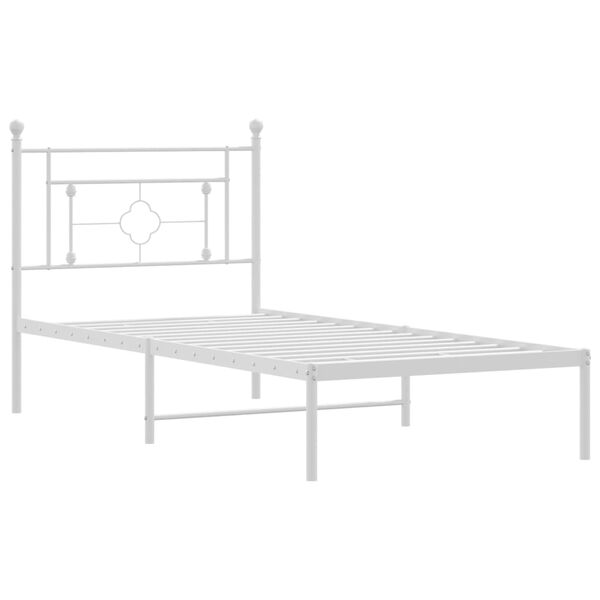 vidaXL Metal Bed Frame without Mattress with Headboard White 90x200cm