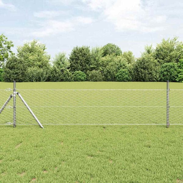 vidaXL Hexagon Fence Silver 0.4 x 10 m Galvanised steel