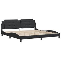 vidaXL Bed Frame with Headboard Black 200x200 cm Faux Leather