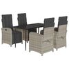 vidaXL 5 Piece Garden Dining Set with Cushions Light Grey Poly Rattan