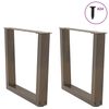 vidaXL Coffee Table Legs V-Shape 2 pcs Natural Steel 50x(42-43.3) cm Steel