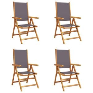 vidaXL Reclining Folding Chairs 4 pcs Anthracite Fabric and Solid Wood
