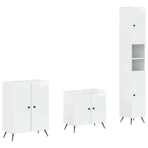 vidaXL 3 Piece Bathroom Cabinet Set BREDA High Gloss White