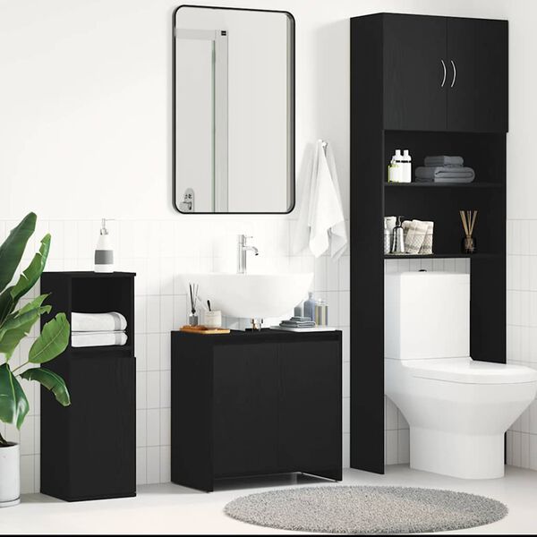 vidaXL Bathroom Cabinet Black Oak 60x33x61 cm Engineered Wood