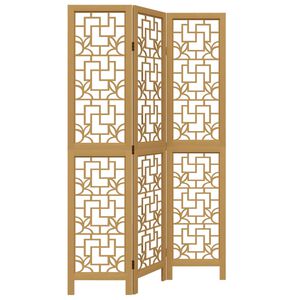 vidaXL Room Divider 3 Panels Brown Solid Wood Paulownia