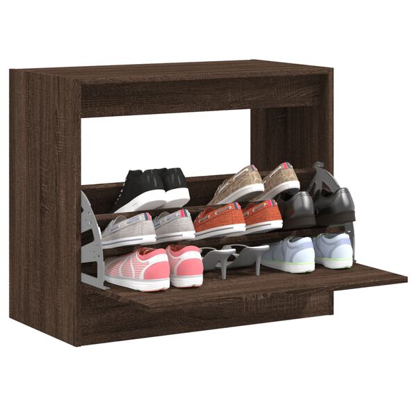 vidaXL Shoe Cabinet Brown Oak 80x42x69 cm Engineered Wood