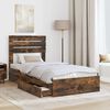 vidaXL Storage Bed with Drawer Smoked Oak 90 x 200 cm Engineered Wood