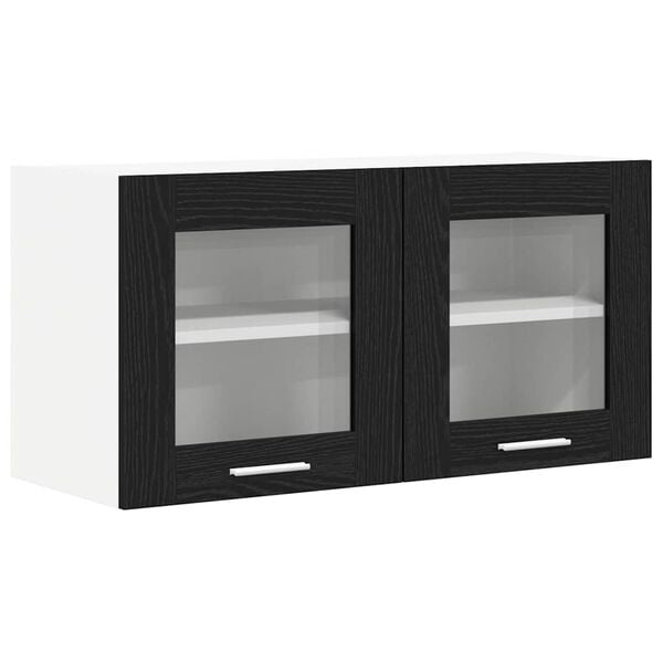 vidaXL Hanging Cabinet with Door Black Oak and White 80 x 31 x 40 cm
