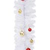 vidaXL Christmas Garland Decorated with Baubles White 5 m