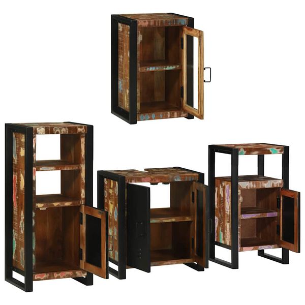 vidaXL Bathroom Furniture Set 4 pcs Multicolour Solid Reclaimed Wood