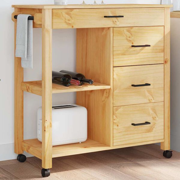 vidaXL Kitchen Trolley MONZA 84x40x88.5 cm Solid Wood Pine