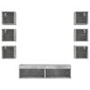vidaXL 8 Piece TV Wall Units with LED Concrete Grey Engineered Wood