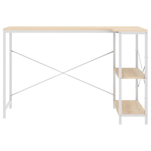 vidaXL Computer Desk White and Oak 110x72x70 cm Engineered Wood