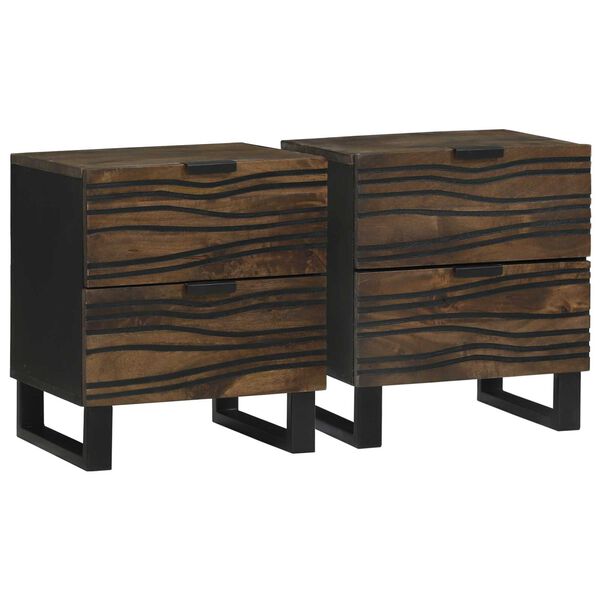 vidaXL Bedside Cabinet 2 pcs Walnut 40 x 33 x 46 cm Solid Acacia wood