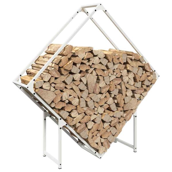 vidaXL Firewood Rack White 100x25x100 cm Cold-rolled steel