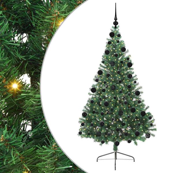 vidaXL Artificial Pre-lit Christmas Tree Green 210 cm PVC