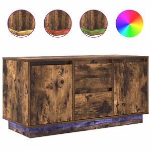 vidaXL TV Cabinet with LED Lights Smoked Oak 100x41x50 cm