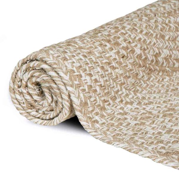 vidaXL Area Rugs Rectangular Natural and White 80 x 250 cm Jute
