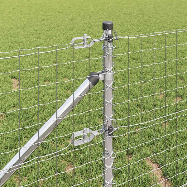 vidaXL Fence Posts Manual 13 pcs Silver Ø32mm 80 cm Galvanised steel