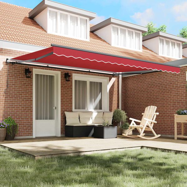vidaXL Retractable Awning Manual Red 450 x 350 cm Polyester and Steel